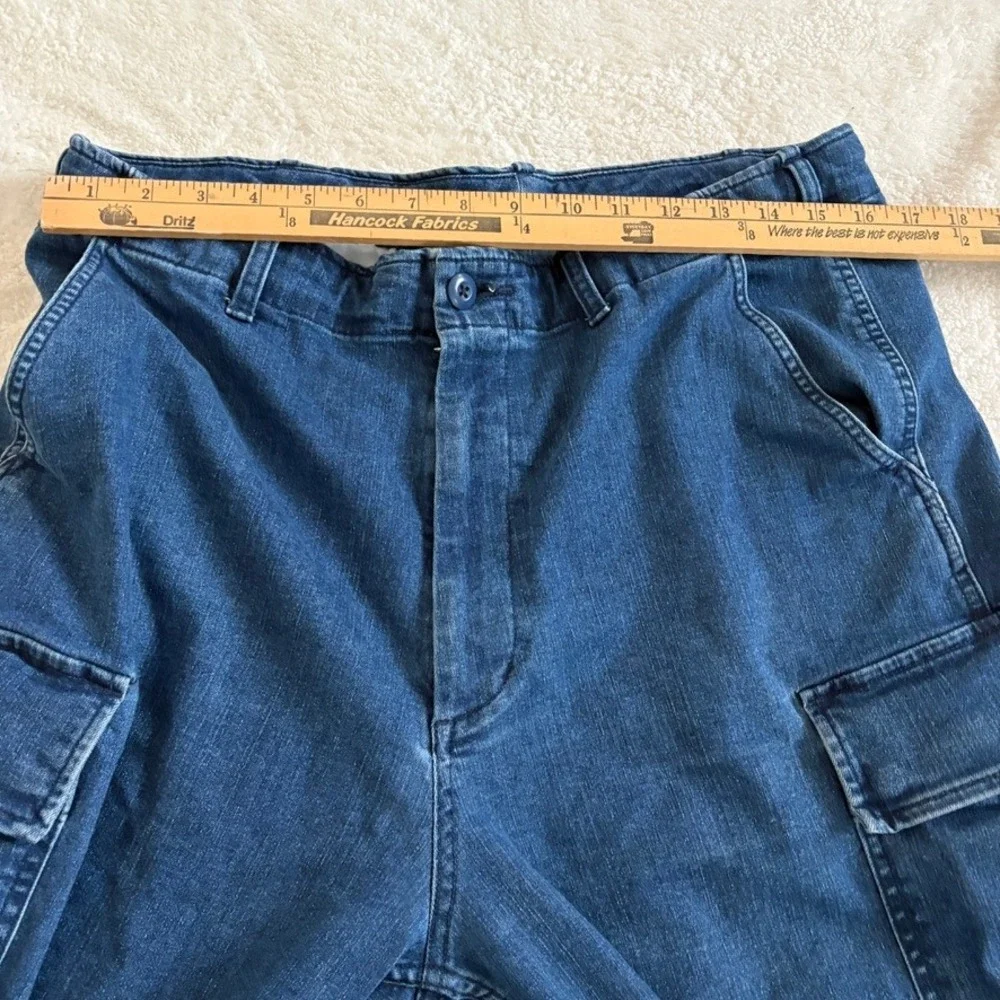 UNIQLO Adjustable Denim Cargo Pants Mens Size L Waist 33-36 In Blue